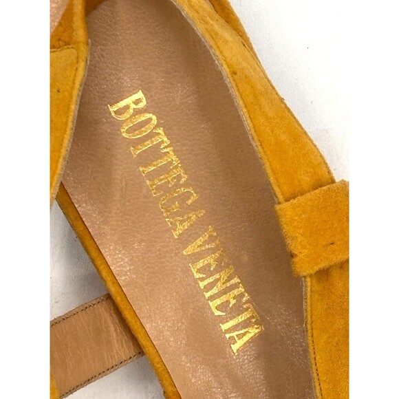 Bottega Veneta Yellow Suede Leather Slingback Strap Sandals Vintage Cutouts Flat - Picture 10 of 16